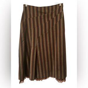 Steampunk Style Striped Skirt Size 12 Brown Lace Unique